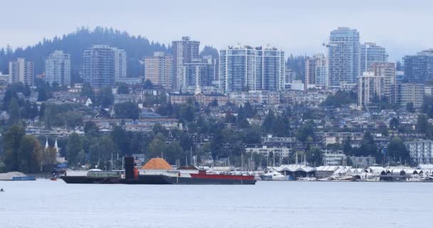 Skyline Vancouver Colúmbia Britânica Através Porto — Vídeo de Stock