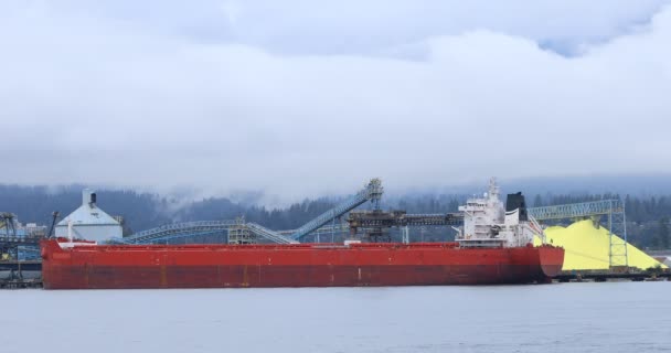 Vrachtschip Laden Vancouver Canada Haven — Stockvideo