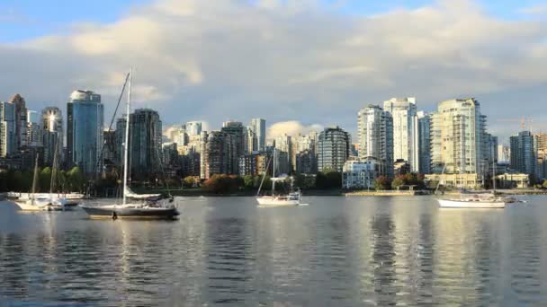 Timelapse Tekneleri Vancouver Kanada Içinde Gökdelenler — Stok video