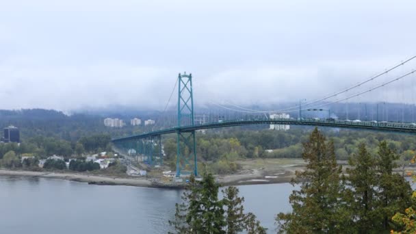 Timelapse Sahne Lions Gate Köprüsü Vancouver Kanada — Stok video