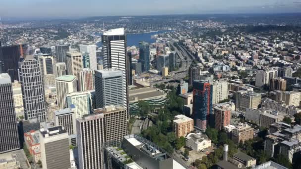 Luchtfoto Scene Van Seattle Washington Downtown — Stockvideo