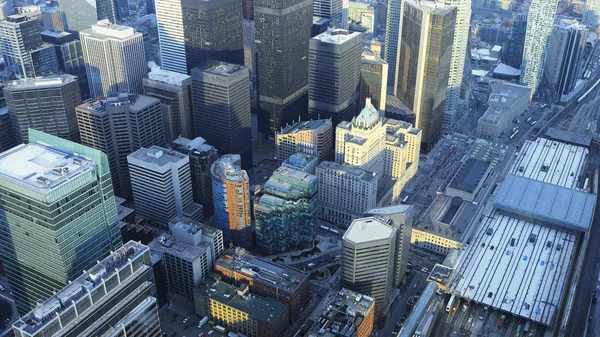 Uma Antena Centro Cidade Toronto Escuro — Fotografia de Stock