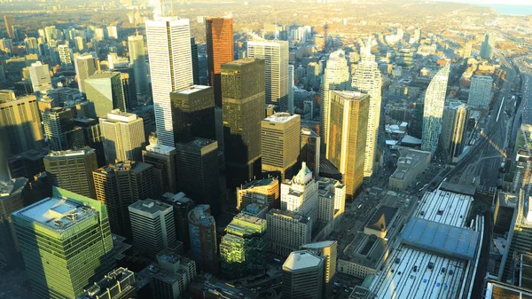 Anteny Panoramę Miasta Toronto Kanada Ciemności — Zdjęcie stockowe