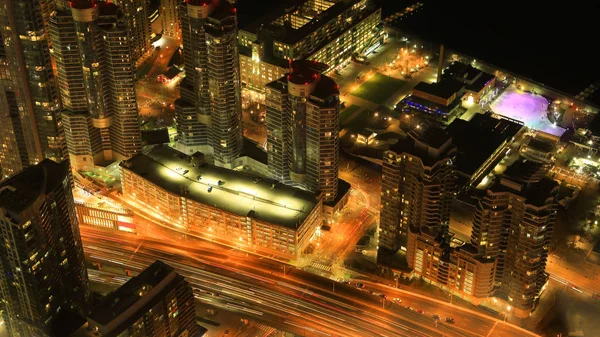 Eine Antenne Von Toronto Innenstadt Nach Einbruch Der Dunkelheit — Stockfoto