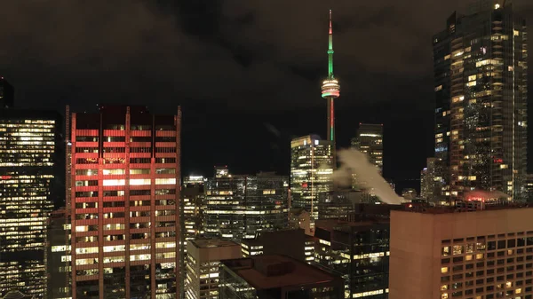Une Antenne Toronto Canada Centre Ville Après Tombée Nuit — Photo
