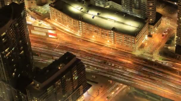 Zeitraffer Luftaufnahme Von Toronto Ontario Bei Nacht — Stockvideo