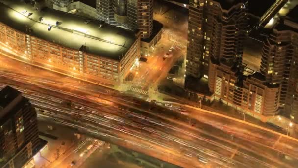 Zeitraffer Luftaufnahme Von Toronto Kanada Bei Nacht — Stockvideo