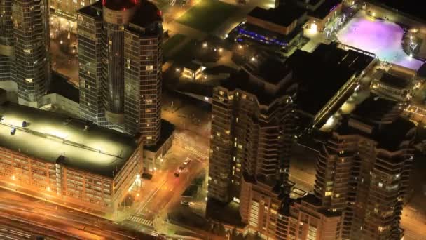 Timelapse Luchtfoto Scène Van Toronto Ontario Nachts — Stockvideo