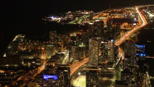 Timelapse Vista Aérea Toronto Canadá Después Oscuro — Vídeos de Stock