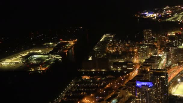 Zeitraffer Luftaufnahme Von Toronto Ontario Nach Einbruch Der Dunkelheit — Stockvideo