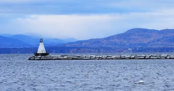 Burlington Hafen Von Vermont Mit Leuchtturm — Stockvideo