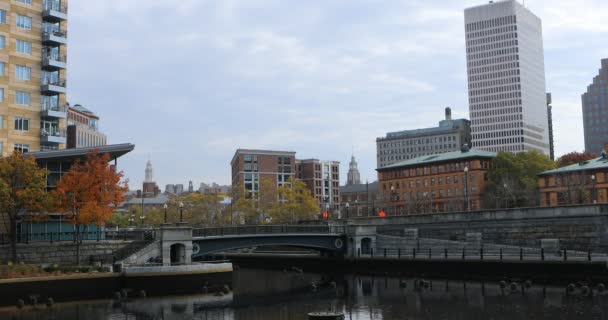 Blick Auf Die Innenstadt Providence Rhode Island — Stockvideo