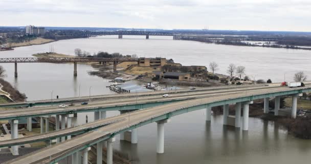 Veduta Del Ponte Sul Fiume Mississippi Memphis — Video Stock