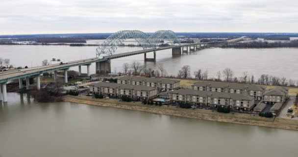 Uitzicht Brug Rivier Van Mississippi Memphis — Stockvideo