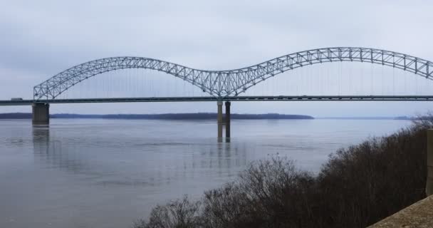 Pan Mostu Nad Rzeką Missisipi Memphis — Wideo stockowe