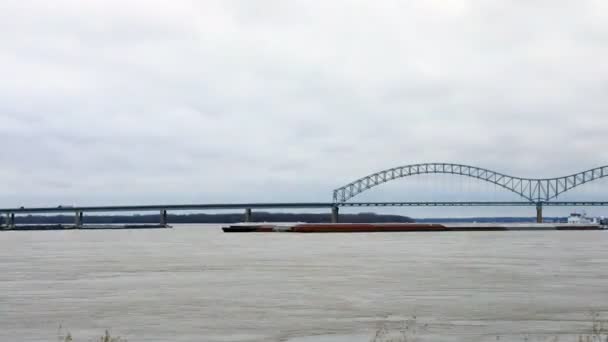 Timelapse Del Río Barcazas Del Río Mississippi Memphis — Vídeo de stock