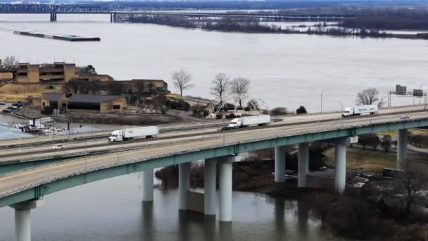 Timelapse River Barge Río Mississippi Memphis — Vídeo de stock