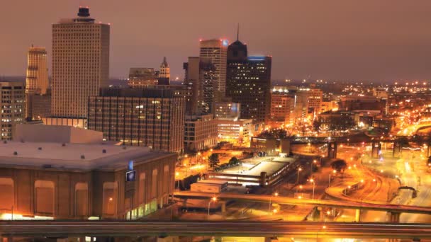 Timelapse Noche Día Memphis Tennessee Skyline — Vídeo de stock