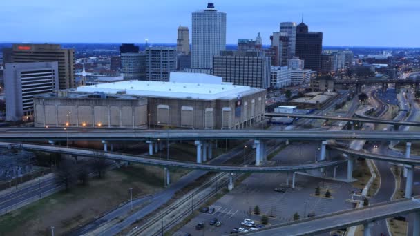 Día Noche Timelapse Memphis Tennessee Centro Ciudad — Vídeos de Stock