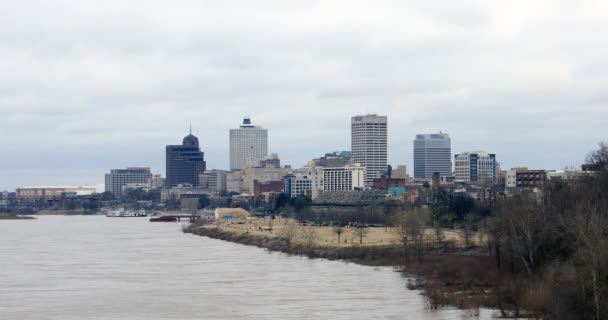 Scène Van Mississippi Rivier Memphis Skyline — Stockvideo