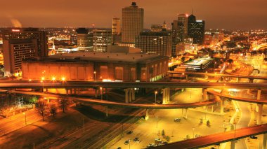 Geceleri Memphis, Tennessee şehir manzarası