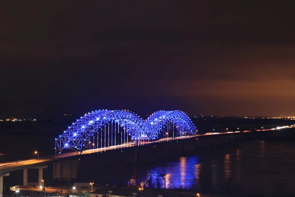 Uma Ponte Memphis Tennessee Noite — Fotografia de Stock