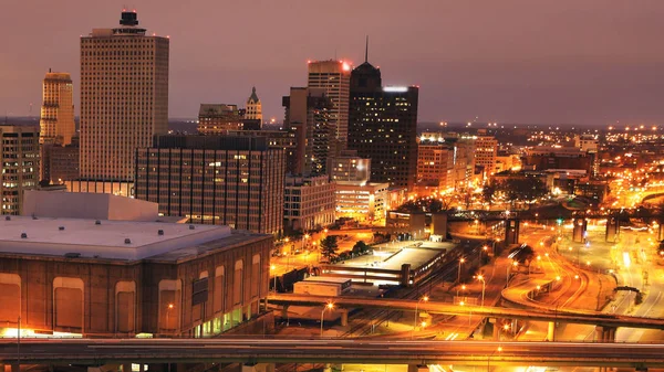 Memphis Tennessee Centrum Efter Mörkrets Inbrott — Stockfoto