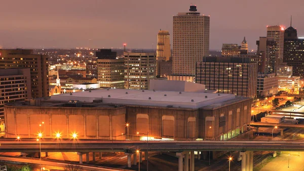 Die Memphis Tennessee Stadtbild Nach Dunkel — Stockfoto