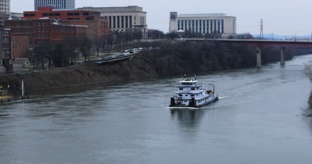 Downtown Nashville Tennessee Cumberland Folyó — Stock videók