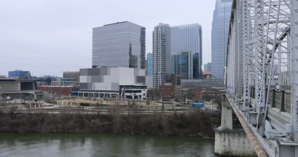 Nashville Tennessee City Center Och Cumberland River — Stockvideo