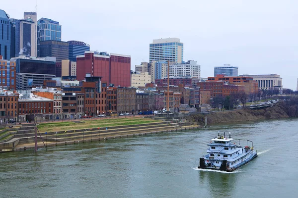 Nashville, Tennessee városközpont a Cumberland-folyó — Stock Fotó