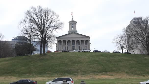 米国テネシー州ナッシュビル 2019年1月15日 ナッシュビル4Kのタイムラプステネシー州議会議事堂 2019年1月15日 ナッシュビル 建築家ウィリアム ストリックランドによって設計され 1859年にオープンしました — ストック動画