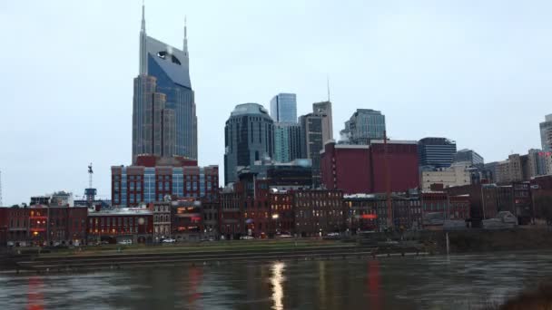 Day Night Timelapse Nashville Tennessee Downtown — Stock Video