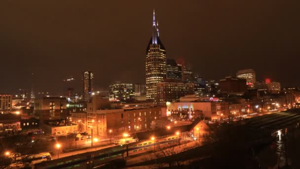 Night Day Timelapse Van Nashville Tennessee Downtown Rivier — Stockvideo