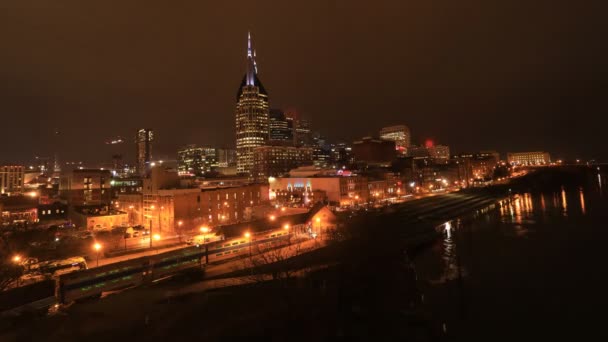 Día Noche Timelapse Nashville Tennessee Skyline Río — Vídeo de stock