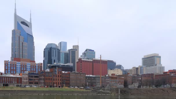 Timelapse Nashville Tennessee Skyline Lungo Fiume — Video Stock