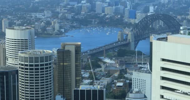 シドニー オーストラリアのスカイラインとブリッジ4Kの空中 — ストック動画