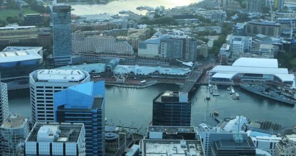 Antenne Von Sydney Australische Skyline Und Wasserstraßen — Stockvideo