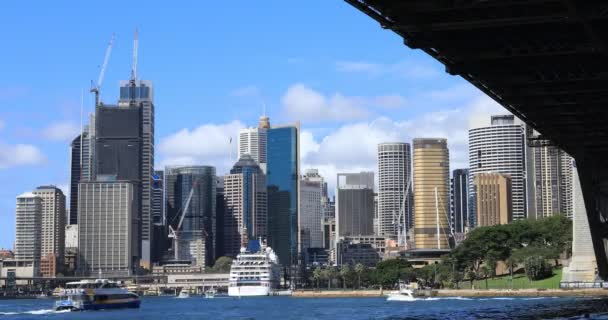 Timuplynout Sydney Austrálie Panoráma Přístavní Most — Stock video