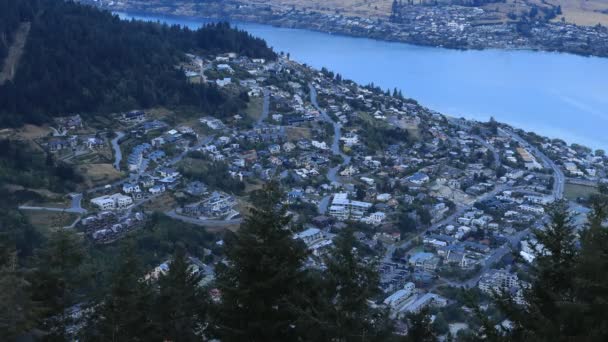 Dag Tot Nacht Timelapse Scène Van Queenstown Nieuw Zeeland — Stockvideo