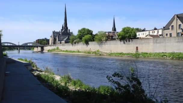 Cambridge Kanada Och Grand River Timelapse — Stockvideo