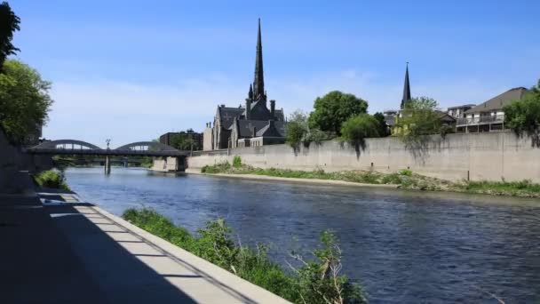 Cambridge Kanada Widok Przez Grand River Timelapse — Wideo stockowe