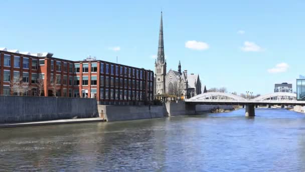 Timelapse Cambridge Canadá Grand River — Vídeo de stock