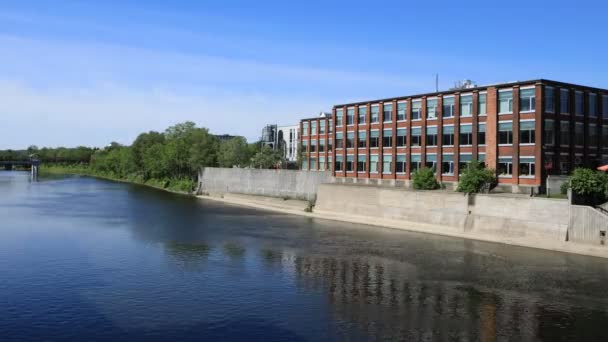 Lompatan Waktu Cambridge Kanada Adegan Grand River — Stok Video