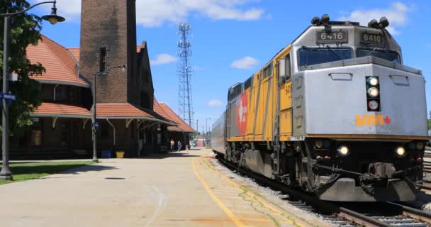 Brantford Ontario Kanada Červenec 2019 Vlak Rail Odjíždí Brantfordu Kanadě — Stock video