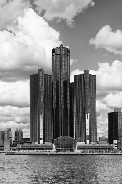 Vertical of Detroit Skyline across the Detroit River