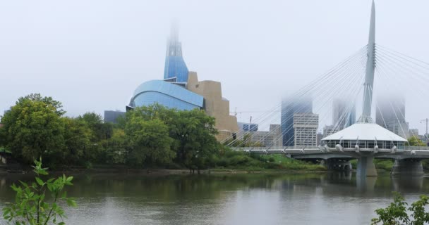 Winnipeg Manitoba Kanada Září 2019 Provencher Bridge Canadian Museum Human — Stock video