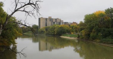 Assiniboine Nehri manzaralı Winnipeg, Kanada 4k
