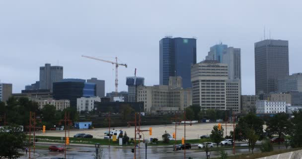 Winnipeg Cityscape Deštivý Den — Stock video