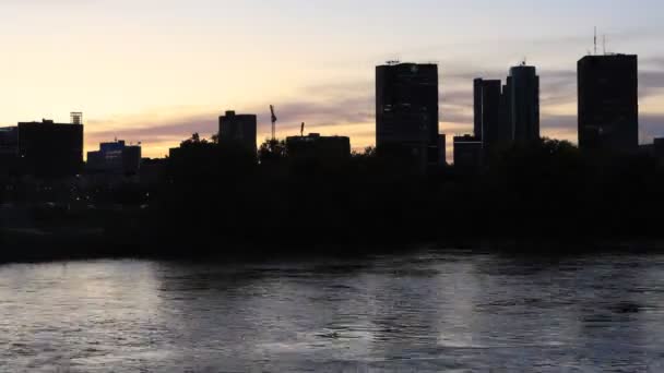 Timelapse Winnipeg City Center Sunset — Stock Video